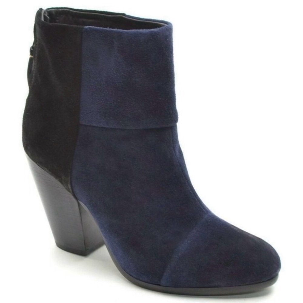 RAG AND BONE | Navy and Black Suede Newbury Ankle Boot Boots Sz. 8.5
